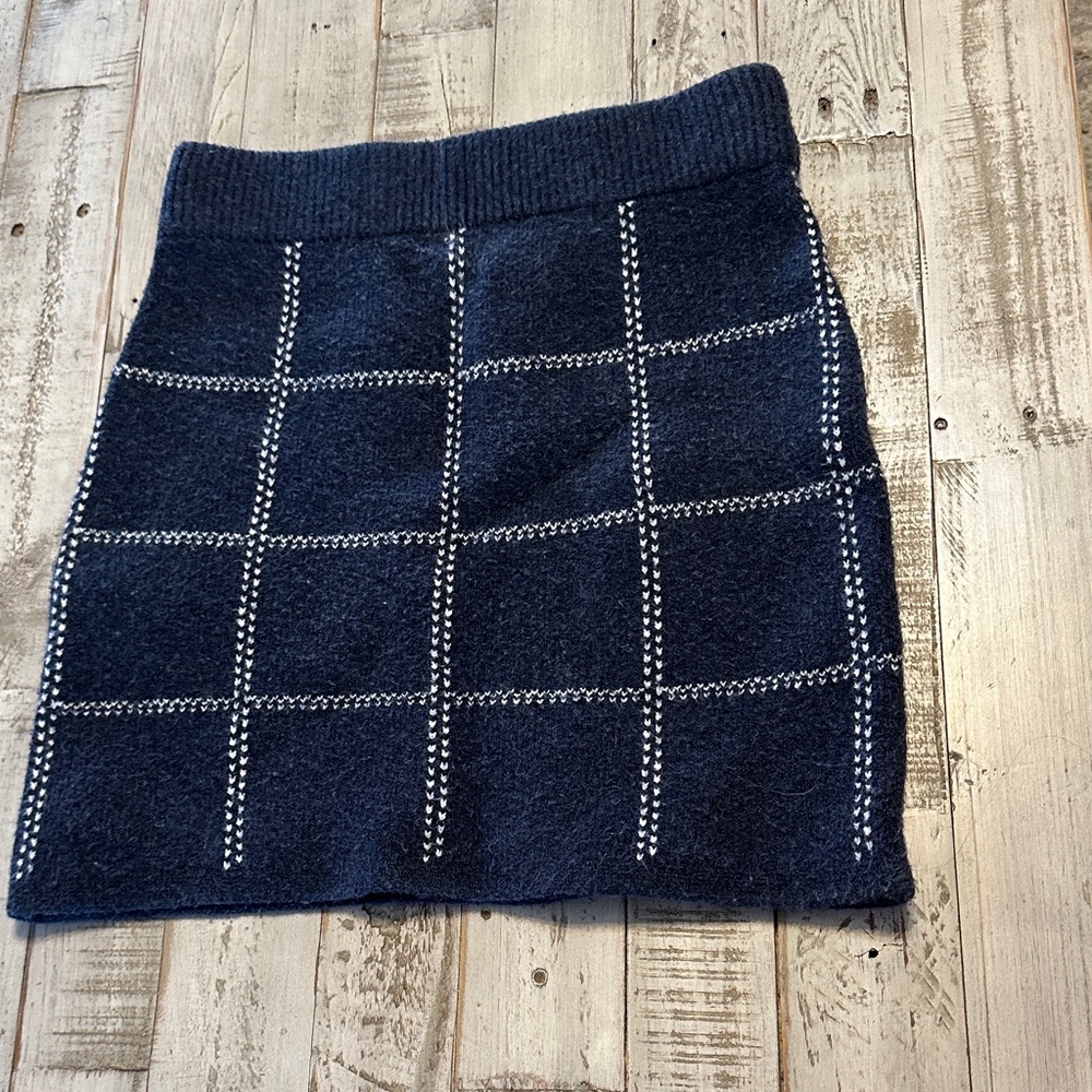 a new day Dark Blue Plaid Mini Skirt